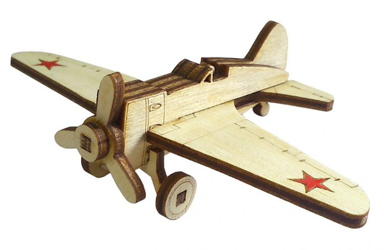 Конструктор 3D деревянный подвижный Lemmo Советский истребитель И-16 - И-16