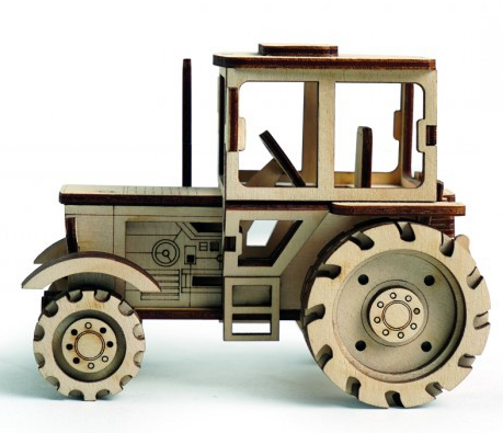 Конструктор 3D деревянный подвижный Lemmo Трактор - 00-8